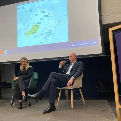 Karol Katner analista geopolitico evento Digital Freaks Geopolitica 2026 con Greta Cristini 1
